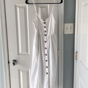 Japna White Buttoned Lace Dress